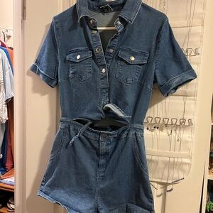 Iris Blue Denim Button-Up Top